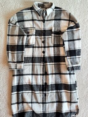 Black & Cream Oversized Plaid Shacket
